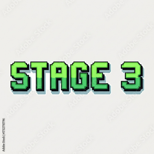 Retro pixelated STAGE 3 text for gaming