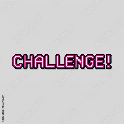 Retro pixel CHALLENGE text graphic with vibrant colors