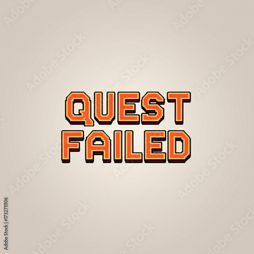 Pixelated quest failed screen retro gaming announcement