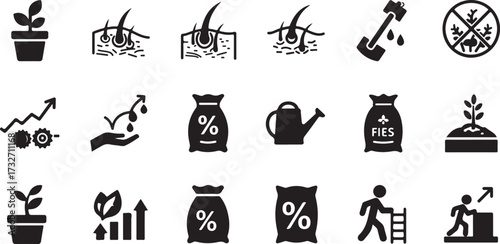 Black vector set of kitchen utensil icons and symbols for food illustration design