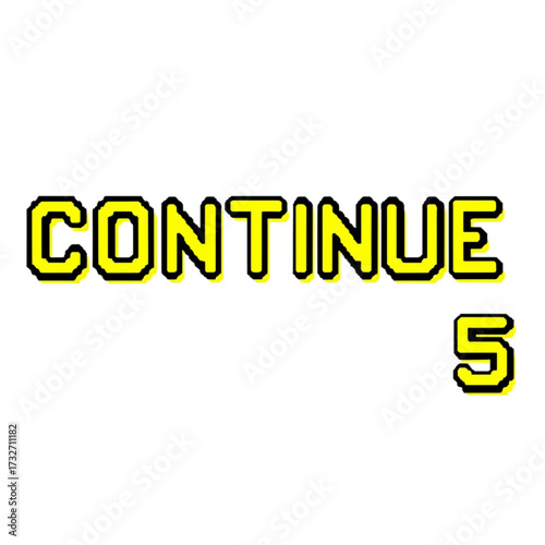 Retro video game continue screen with countdown timer