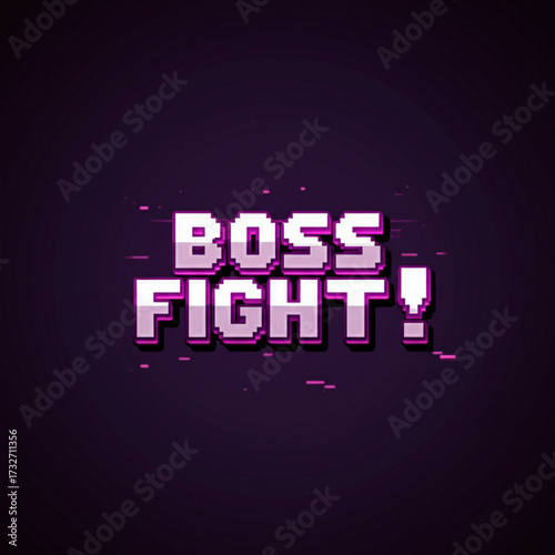 Intense pixelated BOSS FIGHT! text with glitch effect