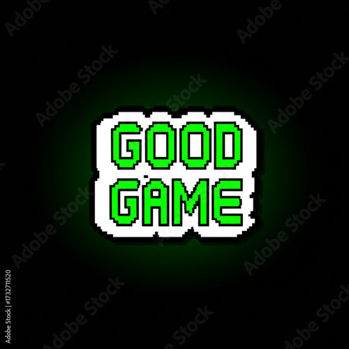 Retro pixel art 'Good Game' compliment for players