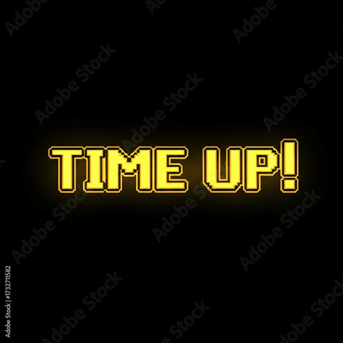 Urgent time up warning alert with pixelated text