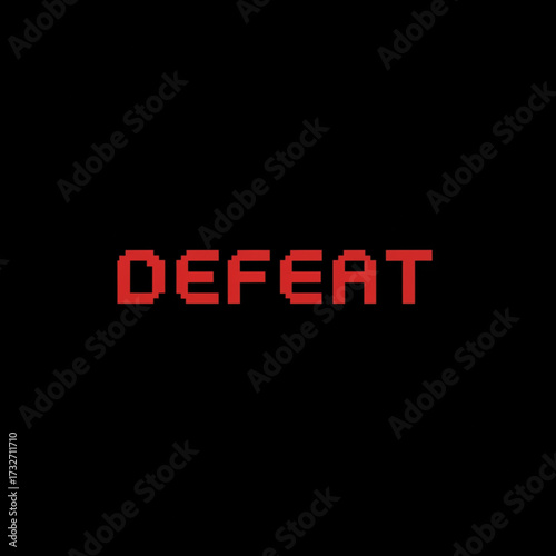 Pixelated red defeat text appears on black background