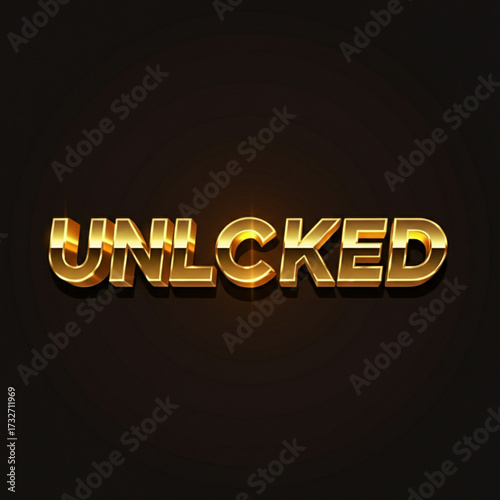 Golden UNLOCKED text glows with success and achievement
