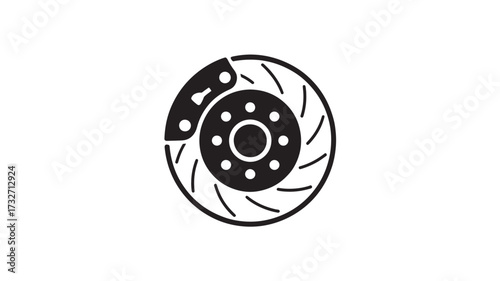 Car brake disc icon automotive part in simple flat vector design isolated on white background