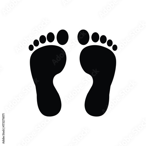 Black footprints on a white background