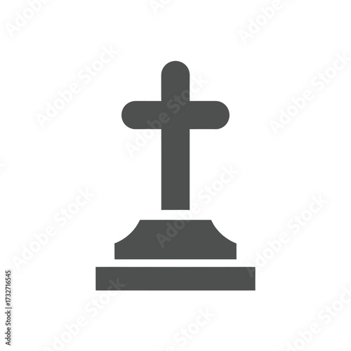 Simple tombstone or grave cross icon in a flat style for death or memorial themes