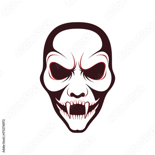 Scary vampire mask or face for Halloween or horror themes