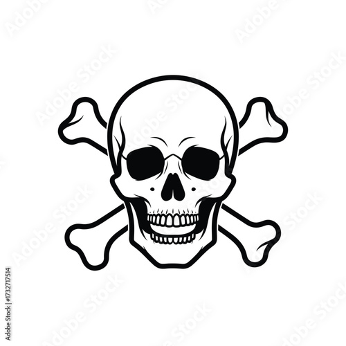 Classic skull and crossbones symbol of danger and piracy