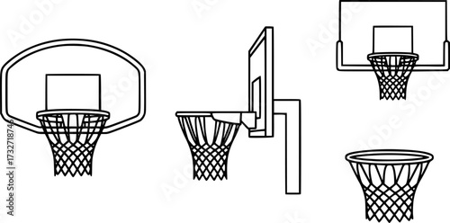Set of basketball hoop vector icon
