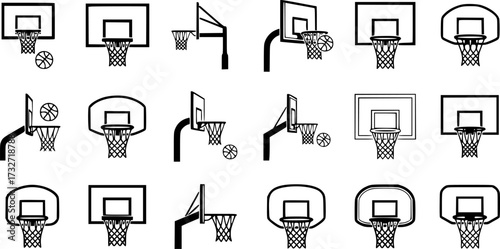 Set of basketball hoop vector icon
