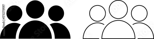 Simple icon of a group of people silhouette and outline