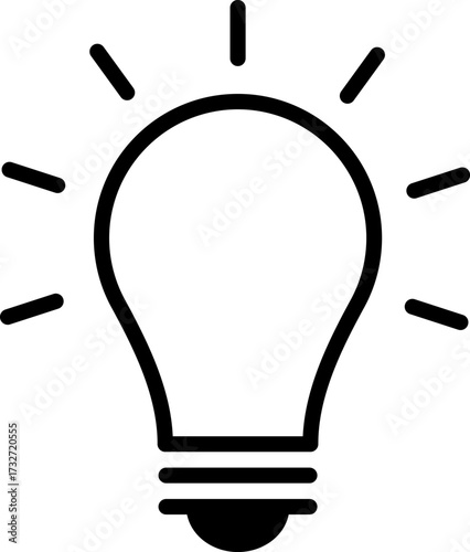 Simple outline of a glowing light bulb icon