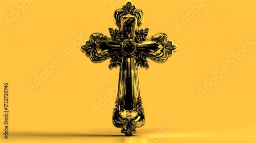 Elegant cross adorned with crystals displayed on a neutral background for artistic appreciation and spiritual significance