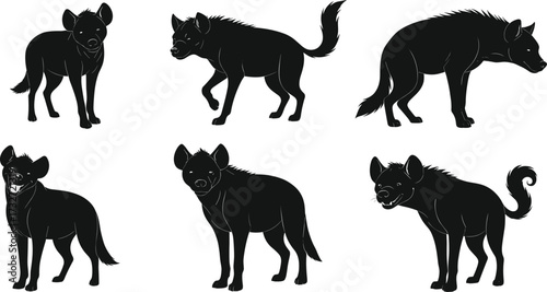 Hyena silhouette illustration, wild animal vector, African wildlife design, predator outline art, safari symbol, carnivore shape, nature graphic, hunting pose