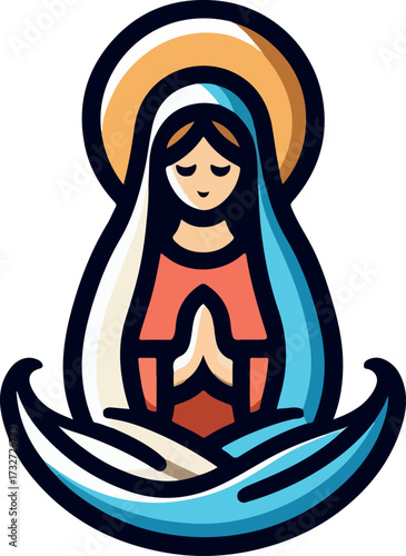 Virgen maria logo icon vector white background .