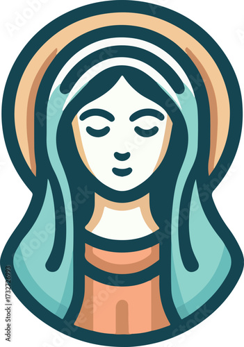 Virgen maria logo icon vector white background .