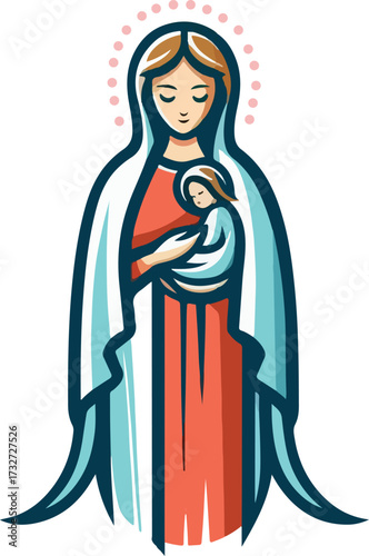 Virgen maria logo icon vector white background .