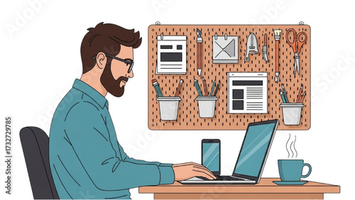 Remote Work and Hybrid Office Set – Vector Illustration of Modern Workspace Concepts AI EPS PNG JPEG