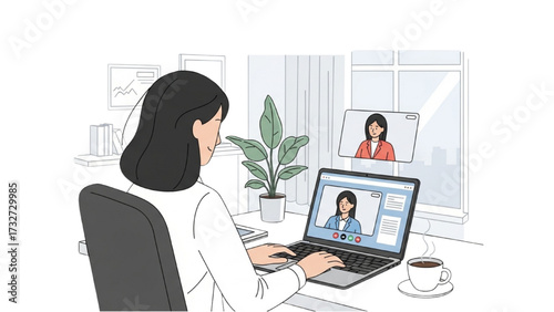 Remote Work and Hybrid Office Set – Vector Illustration of Modern Workspace Concepts AI EPS PNG JPEG