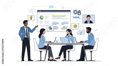 Remote Work and Hybrid Office Set – Vector Illustration of Modern Workspace Concepts AI EPS PNG JPEG