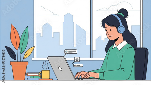 Remote Work and Hybrid Office Set – Vector Illustration of Modern Workspace Concepts AI EPS PNG JPEG