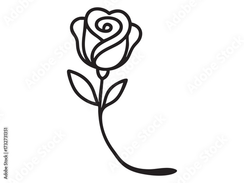 line art vector illustration of a rose