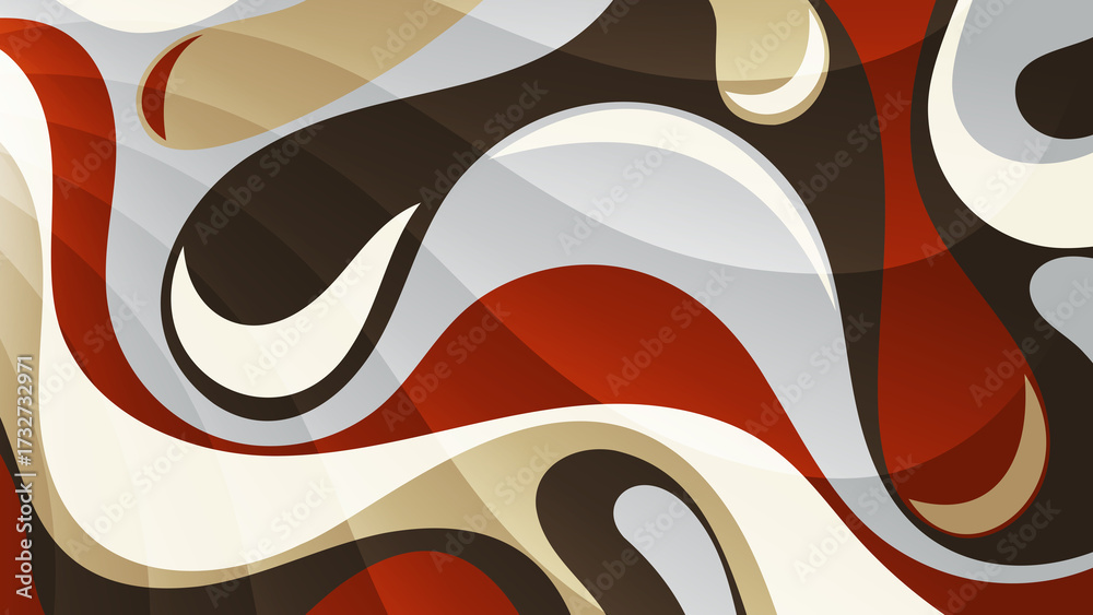 Obraz premium Contrasting spotted abstract background. Beautiful composition of overlapping smooth translucent shapes, wavy stripes. template for your projects.