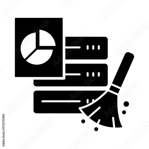 Data Cleaning Icon, Data refinement, Error removal, Data processing tools, Cleansing methods, and Data optimization. Vector illustration.