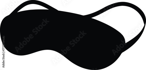 Curved Sleep Mask Vector Silhouette - Contoured Eye Mask Icon, Sleep Mask Vector Outline - Curved Design Silhouette Illustration.