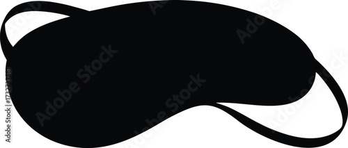 Curved Sleep Mask Vector Silhouette - Contoured Eye Mask Icon, Sleep Mask Vector Outline - Curved Design Silhouette Illustration.