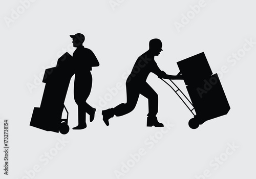 silhouettes of people with luggage