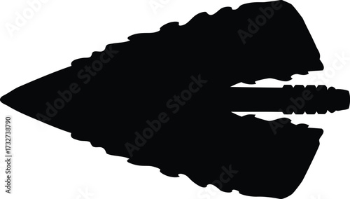 Stone Arrowhead Silhouette Vector - Prehistoric Tool and Weapon Icon, Primitive Arrowhead Vector Silhouettes - Ancient Hunting Symbol