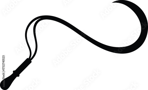 Whip Silhouette Vector, Black Whip Vector Icon, Whip Outline Vector Art
