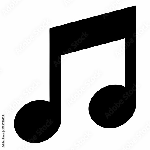 Sixteenth note isolated on white background symbolizing musical notation and harmony