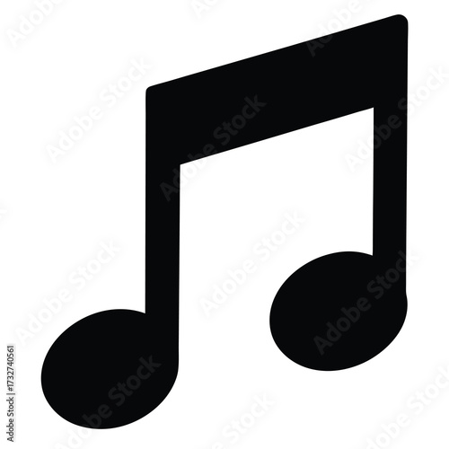 Sixteenth note isolated on white background symbolizing musical notation and harmony