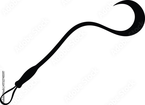 Whip Silhouette Vector, Black Whip Vector Icon, Whip Outline Vector Art