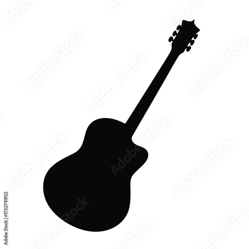 Silhouette of an acoustic guitar with a cutaway on a white background