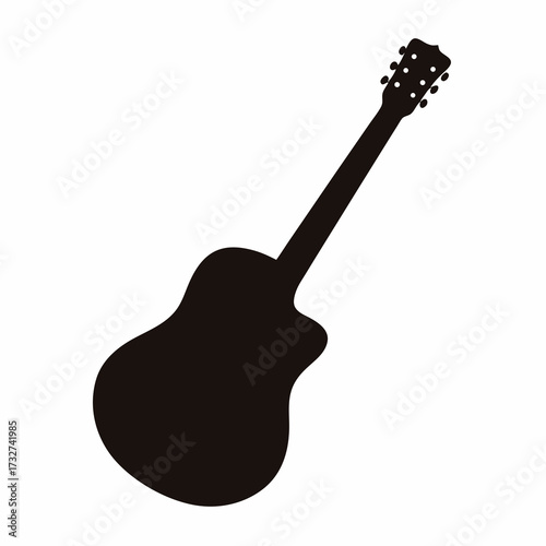 Acoustic guitar silhouette on a white background perfect for music posters