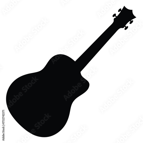Acoustic guitar silhouette on a white background perfect for music posters