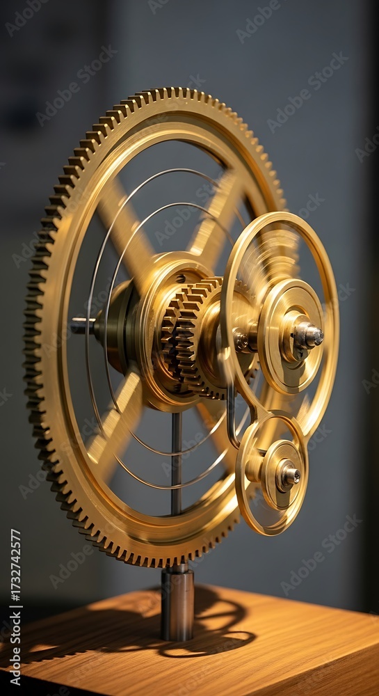 Obraz premium Detailed Golden Gear Mechanism.