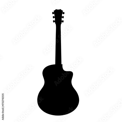 Acoustic guitar silhouette on a white background perfect for music posters
