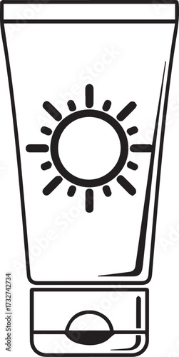 Protective sun cream tube with radiant sun icon offering vital skin defense against summer rays