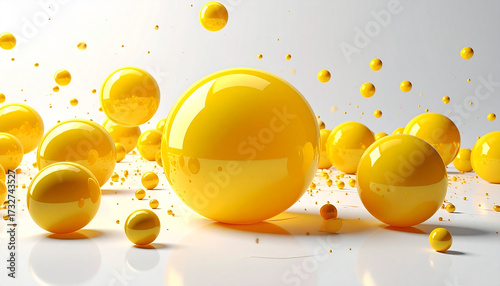 3d render of yellow smooth bubbles
4