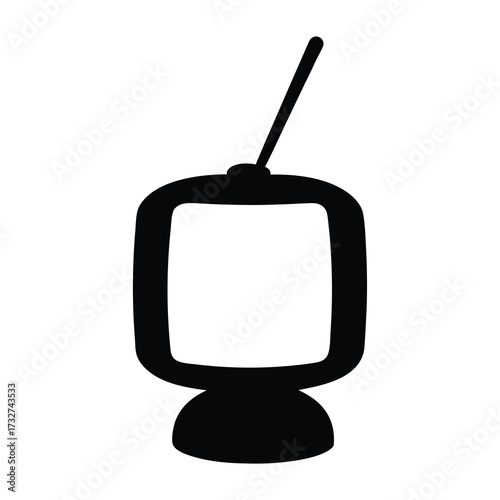 Retro television with antenna, classic media and entertainment device illustration