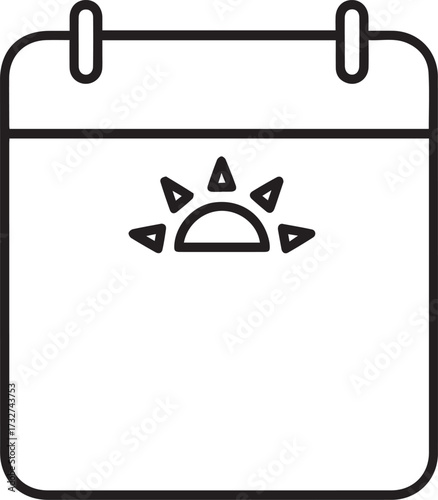 Modern calendar icon with sunrise graphic symbolizing new beginnings, planning, and productive days ahead for business success.