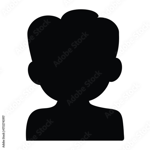 Silhouette of a young person with short, wavy hair and broad shoulders