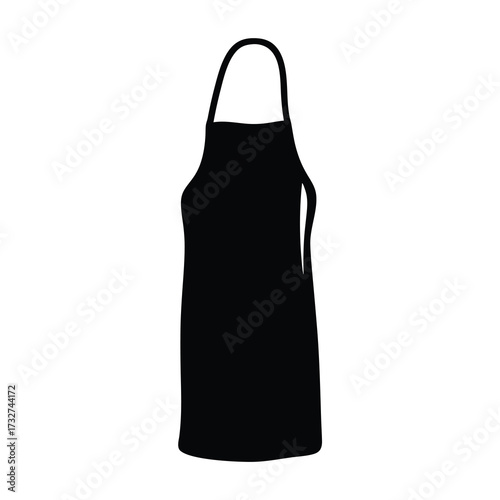 Black silhouette of a kitchen apron on a clean white background